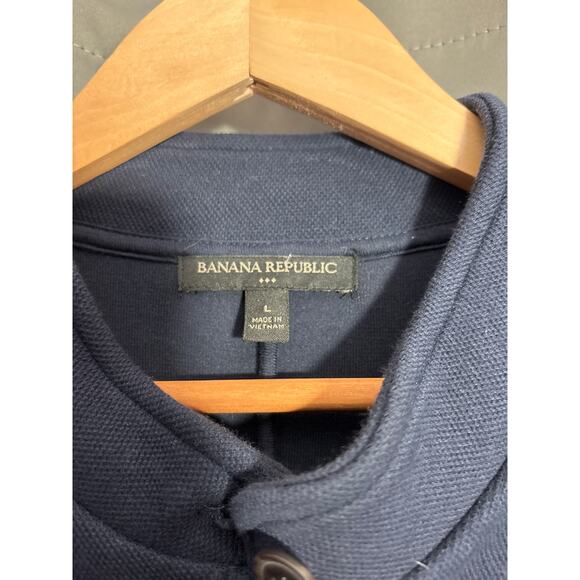 Banana Republic Factory Knit Pique Band-Colar Blazer - Navy Blue size L - Picture 3 of 7